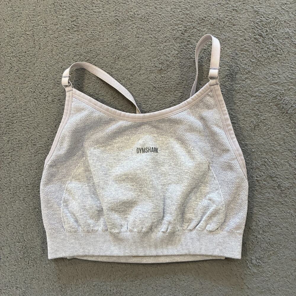 Gymshark Flex Light Grey Knit Workout Athletic Strappy Sports Bra Women's Sz XS